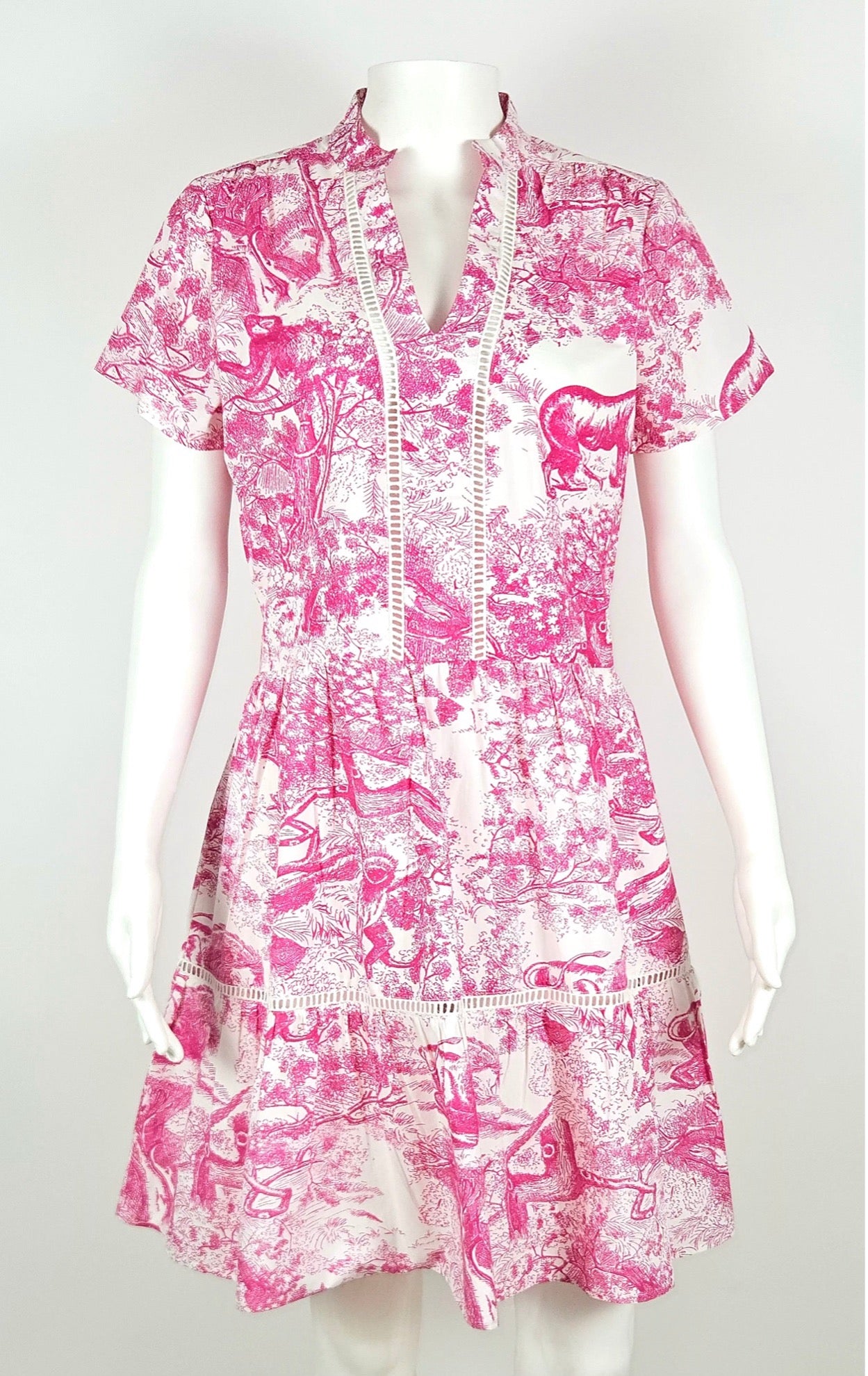Alison Shortsleeve Dress - Sailboat Toile Pink