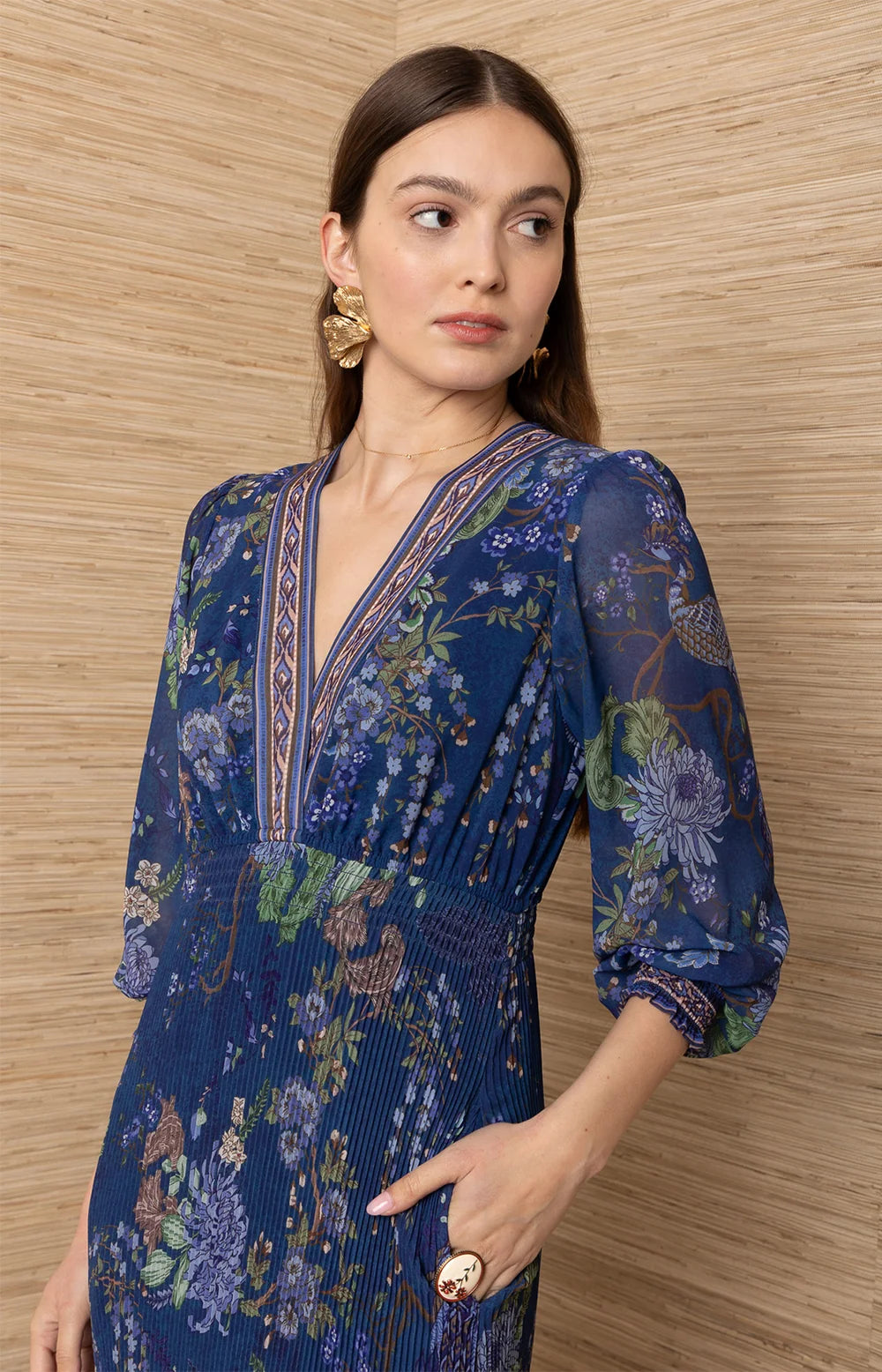 Halebob Navy Floral Maxi Dress