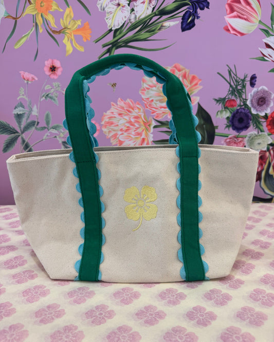 Embroidered Poppy Mini Tote