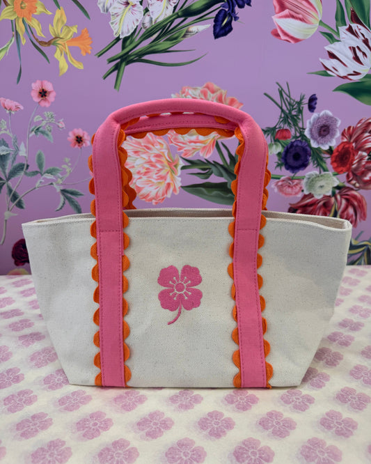 Embroidered Poppy Mini Tote