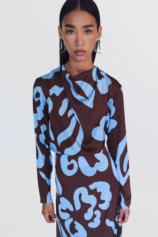 Greta Blouse in Nory Moca Print