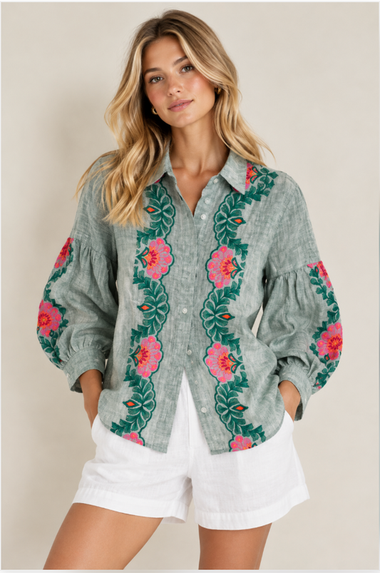 Salvia Fuxia Shirt in Olive