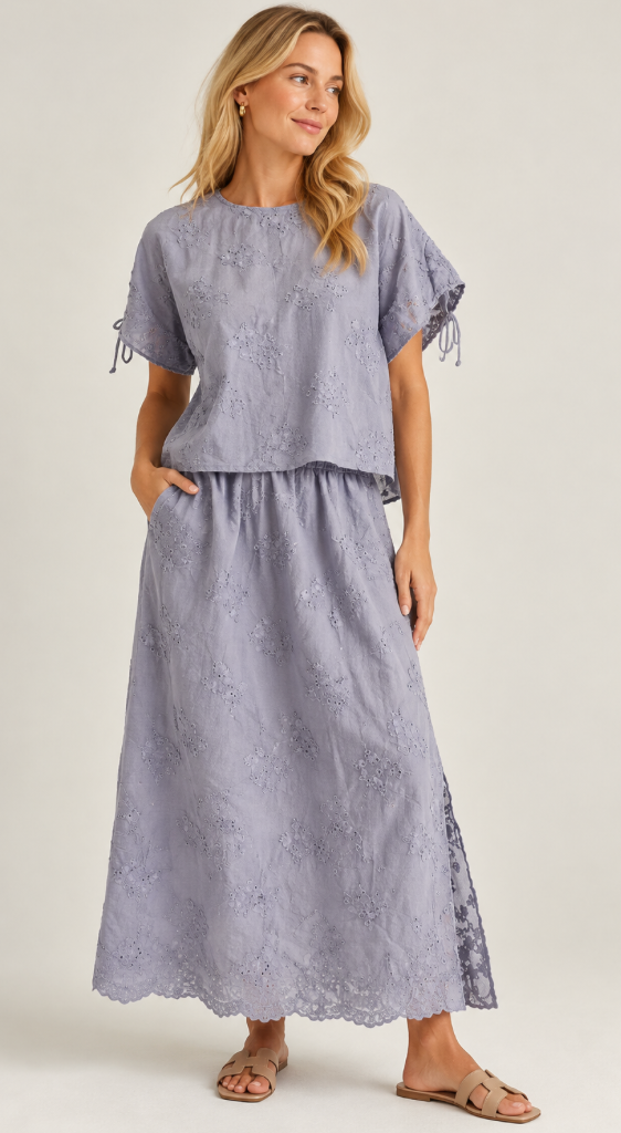 Camile Top in Fog Flower