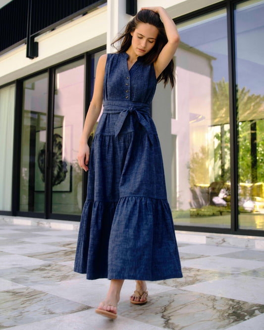 SU26 Dara Maxi Dress-Nautical Chambray